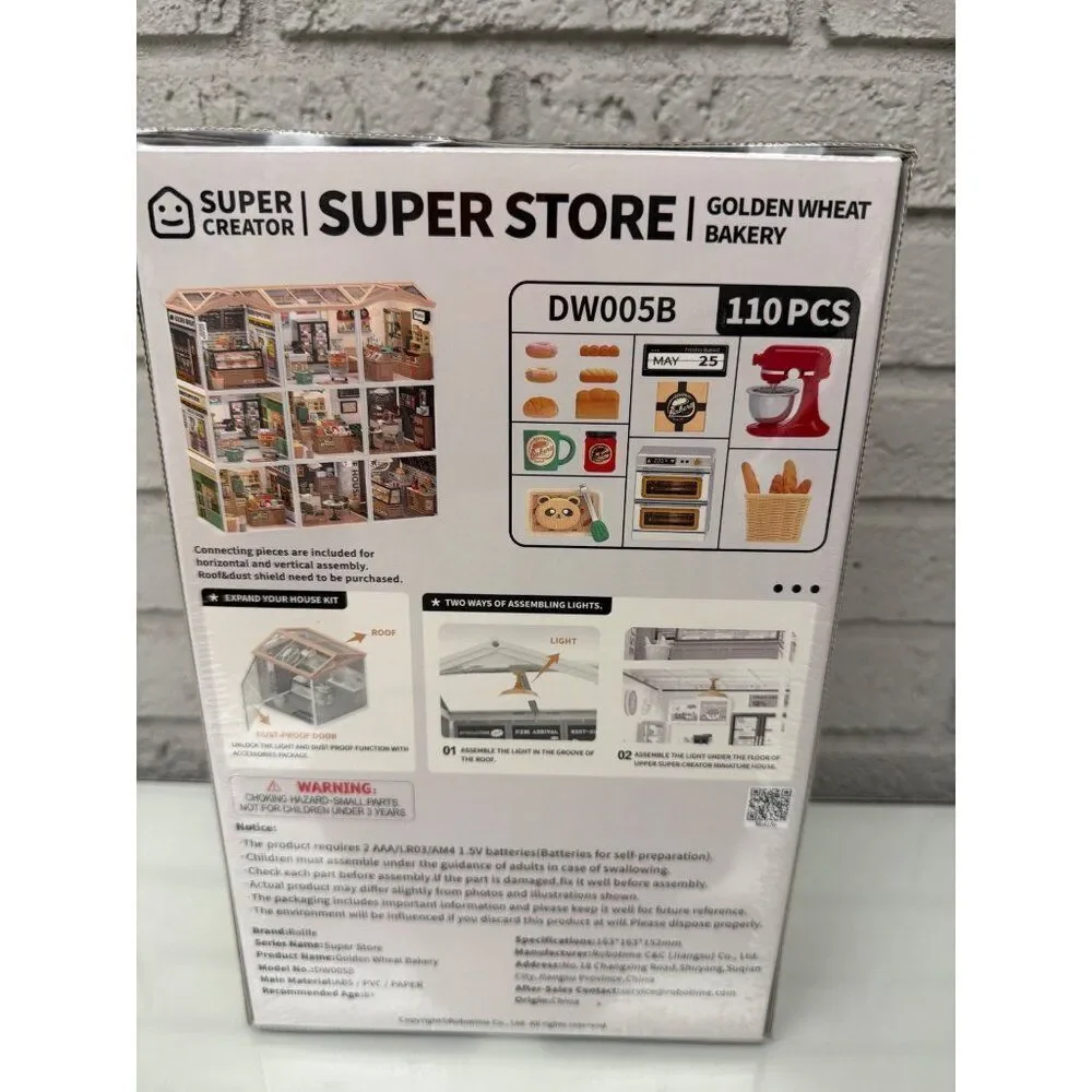 Rolife Super Store Golden Wheat Bakery DIY with LED Lights 110 PCS